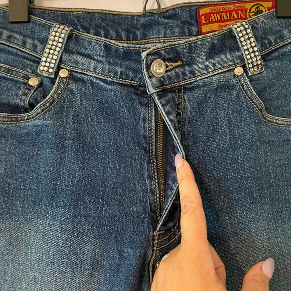 Lawman Women size 9 / 30 Straight Leg Jeans Rhinestone Slim Fit Vintage Western - Picture 4 of 12